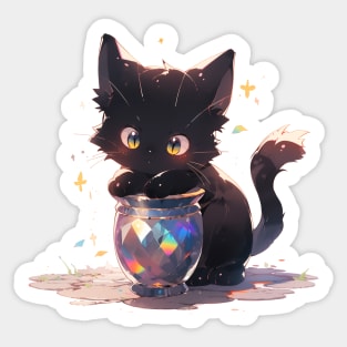 Black Cat and Magical Jar Sticker